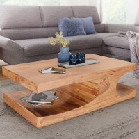 Couchtisch BOHA Massiv-Holz Akazie 118 cm breit Wohnzimmer-Tisch Design dunkel-braun Landhaus-Stil Beistelltisch
