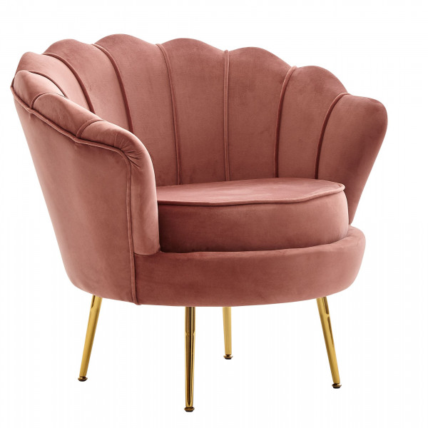 Sessel Tulpe Samt Pink 81 x 77 x 81 cm Design Relaxsessel ohne Hocker