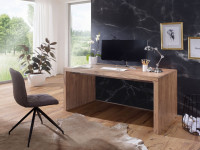 Schreibtisch BOHA Massiv-Holz Akazie Computertisch 160 cm breit Echtholz Design Ablage Büro-Tisch Landhaus-Stil