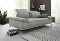 PLACES OF STYLE Sofa Set 2 x 3er Sitzer Caluna mit Sitztiefenverstellungen Hellgrau Luxus-Mikrofaser