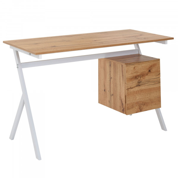 Schreibtisch Eiche / Weiß 120x60x76 cm Bürotisch Modern