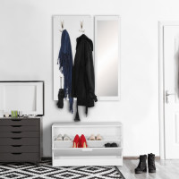 Wand-Garderobe SALERNO mit Spiegel & Schuhschrank Spanplatte weiß
