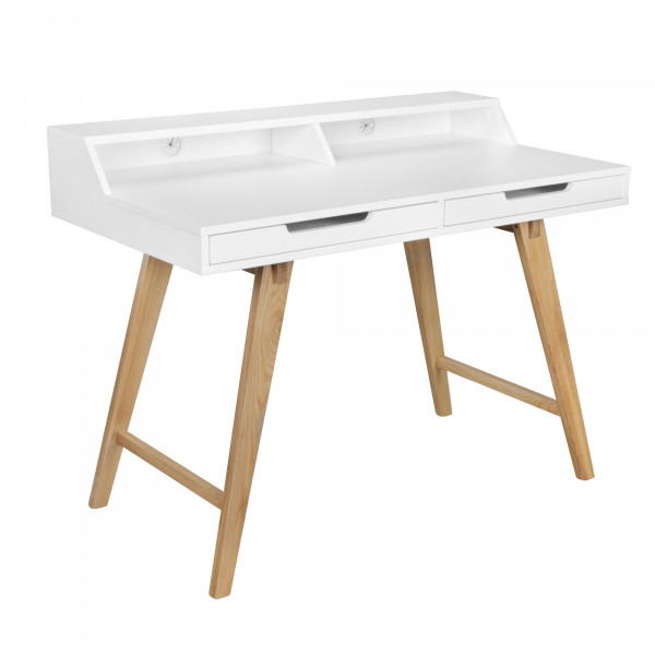 Schreibtisch 110 x 85 x 60 cm MDF-Holz skandinavisch weiß matt Arbeitstisch