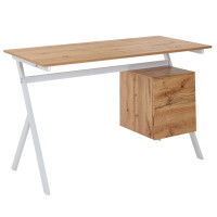 Schreibtisch Eiche / Weiß 120x60x76 cm Bürotisch Modern