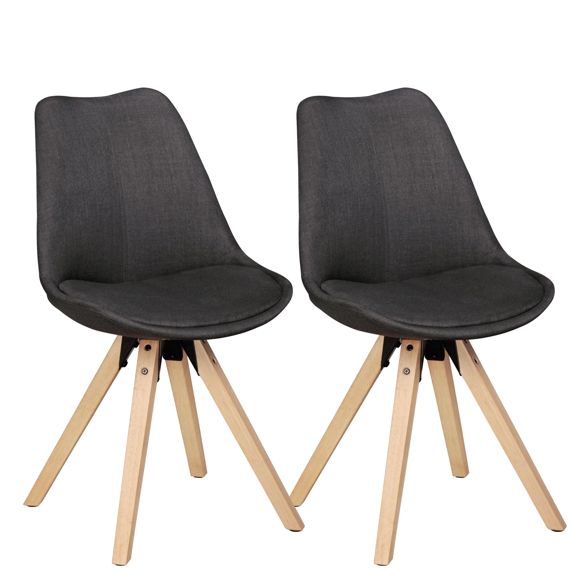 Küchen-Stuhl Set myHomelando gepolstert Rückenlehne Polsterstuhl Anthrazit 2er LIMA Stoff-Bezug | Design Retro Esszimmerstuhl