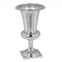 Deko Vase groß Pokal Aluminium modern mit 1 Öffnung in Silber