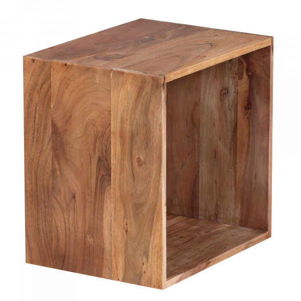 Standregal MUMBAI Massivholz Akazie 43,5 cm Cube Regal Design Holzregal Naturprodukt Beistelltisch Landhaus-Stil
