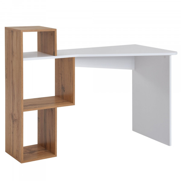 Schreibtisch mit Regal Weiß / Eiche 120x60x95 cm Skandinavisch Bürotisch