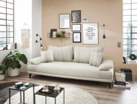 Ed Exciting Design Sofa Carla - Luxuriöses Schlafsofa in Silber mit Ambience Cord Bezug