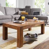 Couchtisch Massiv-Holz Sheesham 110cm breit Wohnzimmer-Tisch Design dunkel-braun Landhaus-Stil Beistelltisch