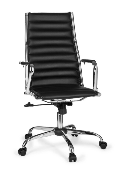 Bürostuhl Bezug Kunstleder Schreibtischstuhl Schwarz X-XL 110 kg Chefsessel höhenverstellbar Drehstuhl