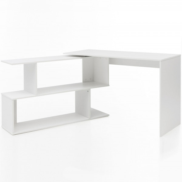 Design Schreibtisch WL5.756 Weiß Matt 119 x 78 x 49 cm mit Ablage Regal